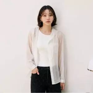 시어 후드 스트링 셔츠 자켓_아이보리