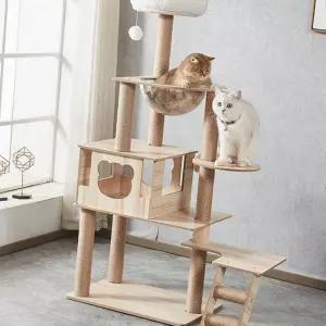 (다올)고양이 캣타워 5단 스크래쳐 포함 투명 해먹 숨숨집