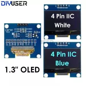 DIYUSER 1.3인치 IIC OLED 디스플레이 모듈 흰색 파란색 컬러 드라이브 칩 SH1106 128X64 LCD I2C 통신