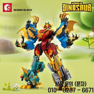 SEMBO 4in1 변형 로봇 메카 빌딩  키트 공룡 세계 Mech 모델 조립 벽돌 14세 이상 장난감 소년 생일 선물