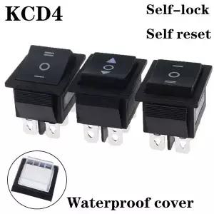 1PCS KCD4 25X31mm 블랙 로커 스위치 6 핀 3 위치 ONOFFON 이중 리셋/래치 16A 250V 20A 25A 125VAC
