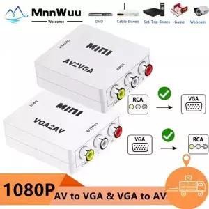 1080P RCAVGA 컨버터 VGA RCA 변환기 PAL/NTSC 비디오 어댑터 지원 TV 셋톱박스 모니터 PC용 3.5mm 오디오
