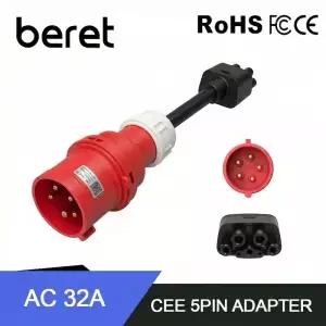 테슬라 차량용 베레트 CEE 5핀 레드 어댑터 모델 S3XY 2세대 EV 충전기용 유니버셜 모바일 커넥터 32A