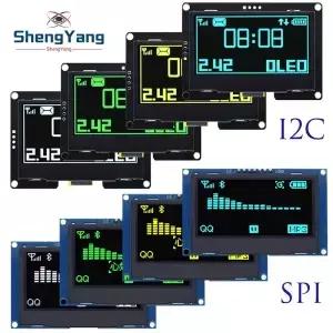 TZT 2.4 2.42 인치 128x64 OLED LCD 디스플레이 모듈 SSD1309 12864 Arduino UNO R3 C51 용 7 핀 SPI/IIC