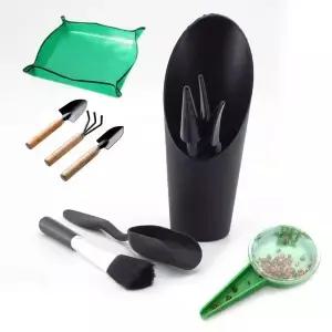 정원 화분 도구 키트 DIY 꽃 냄비 식물 보육 트레이 분재 다육 이식 묘목 파종을위한 삽 갈퀴