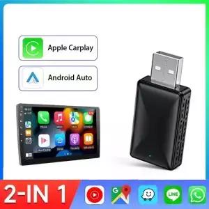 USB 플러그 앤 플레이 기능이 있는 OEM 자동차 스테레오용 2in1 유선무선 CarPlay Android 자동 어댑터