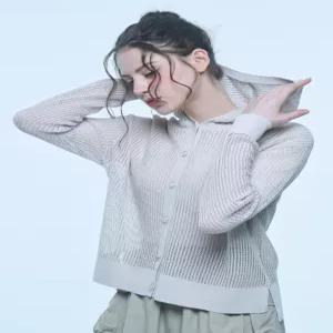[유닛]린넨 블렌디드 버튼형 스카시 후드 가디건 (UFKKCA258N-LBEIGE)