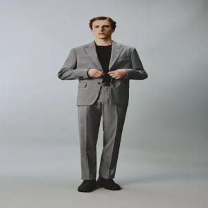 ZARA 체크 울 혼방 수트 블레이저 - 블랙 / 화이트 4447/449/084