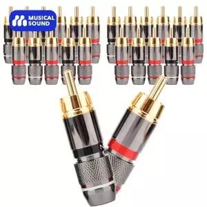 뮤지컬 사운드 2/8/24PCS RCA 커넥터 플러그 HiFi 24K 금도금 잭 어댑터 6mm 오디오 및 비디오 스피커
