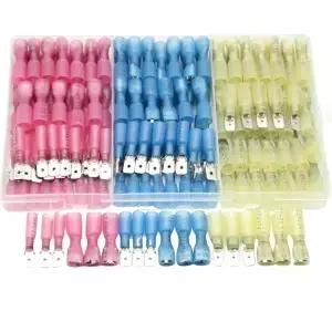 140pcs 방수 절연 버트 와이어 커넥터 열 수축 압착 단자 키트 남성 여성 전기 케이블 스페이드 터미널