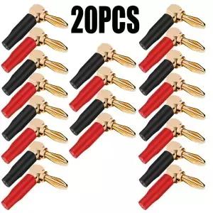 20PCS 4mm L 자형 직각 바나나 플러그 부드러운 플라스틱 쉘 90도 커넥터 레드 블랙 오디오 비디오 스피커
