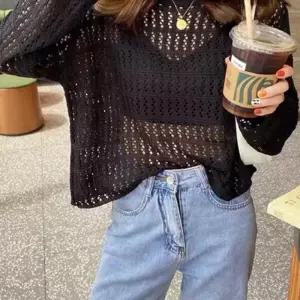 (올핀)그물니트 시스루 여름니트 망사니트 긴팔 여성