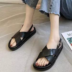 X자 버클 스트랩 샌들 3cm 기본 여름 캐주얼샌들