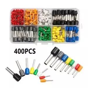 400 Pcs 압착 단자 전기 튜브 와이어 커넥터 슈트 VE 관형 블록 코드 엔드 케이블