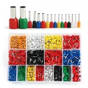 400/1200/2120PCS 코드 핀 엔드 터미널 키트 절연 구리 튜브 전기 와이어 압착 단자 관형 커넥터