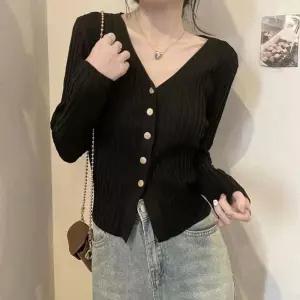 여자 골지 봄 간절기 가을 가디건 V슬림 긴팔