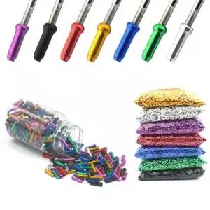 100PCS 자전거 시프트 브레이크 케이블 엔드 캡 MTB 도로 내부 알루미늄 합금 변속기 와이어 팁