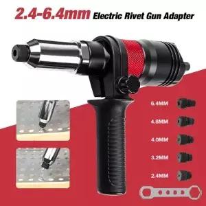 2.4MM/3.2MM/4.0MM/4.8MM/6.4MM 전기 리벳 너트 도구 어댑터 삽입 팅 렌치와 핸들이있는 홈 무선 건