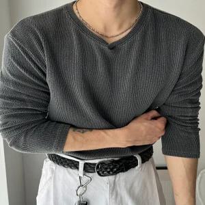 [아레스]바즈 피그먼트 브이넥 머슬 니트 (2color)