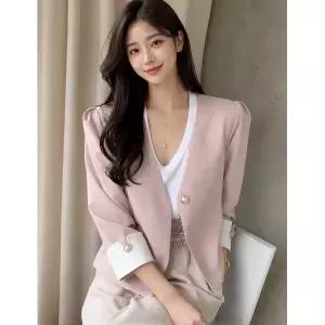 [하프클럽/]7부 소매 브이넥 배색 자켓(S6FJK010A)