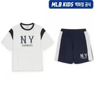 [MLB키즈](강남점)[백화점 공식] 25SS 바시티 배색 레터 로고 티셔츠 세트 7ATSV0253/7ASPV02532