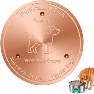 ComiMag 2팩 구리 반려견 물 정화용 더 깨끗하게 유지 99.9 순수 3.94인치 10cm 분수대 물그릇 디스펜서에