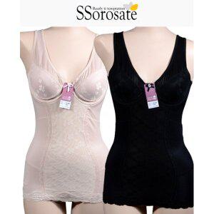 [크리비아][쏘로사떼][BS6003]복부 이중망사 와이어 매쉬 B컵 치마 올인원