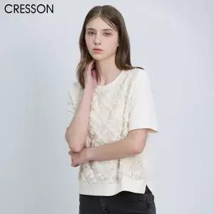[(CRESSON)] 로맨틱 레이스 반팔 블라우스 티 (택가격: 158000원)