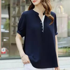 [데드라](110size)레이배색블라우스 TBZ3209