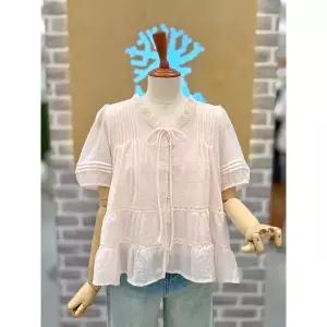 [레코브](신세계 사우스시티)핀턱 프릴 장식 블라우스 (LC41F8BL032D)