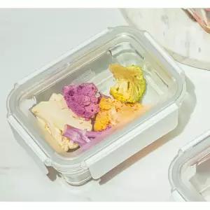 글라스락 신혼부부 자취생 반찬통 퓨어화이트 직사각 700ml X2