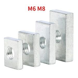 사각 너트 M6 M8 직사각형 너트 얇은 슬라이더 블록 너트 아연 도금 탄소강 알루미늄 프로파일 액세서리