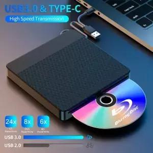 노트북용 외장 드라이브 USB30타입 C 슬롯인 BD 버너 휴대용 3D BDRE DVD CD 플레이어 라이터