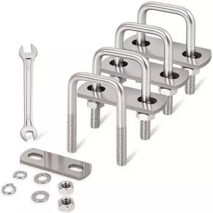ZYUAROM 4개 M6 정사각형 U 볼트 1인치 너비 1/4인치 x 1 W 1-3/4 L 스테인리스 너트 플레이트 및 와셔 4