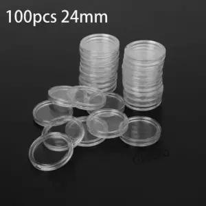 투명 플라스틱 동전 거치대 캡슐 수집 상자 케이스 보관 보호 컨테이너 24mm 세트 당 100 개