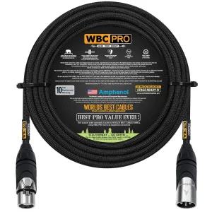 25피트 WBC 쿼드 초저소음 초유연 밸런스드 스타 케이블 암페놀 암·수 XLR 플러그 및 블랙 트위드 재킷