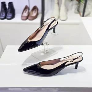 [세레스]여성 에나멜 스틸레토 절개 라인 골드 버클 슬링백힐(7cm) SR D756