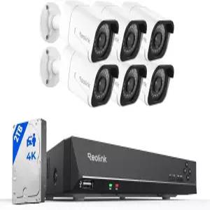 2TB HDD RLK8-800B6가 장착된 REOLINK 8CH 4K/8MP 카메라 시스템 6pcs H.265 유선 PoE 실외 스마트 개인