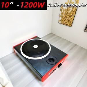 유니버설 카 오디오 10인치 1200W 차량용 액티브 서브우퍼 내장 블루투스 스피커 최대 출력 사각형 자동차
