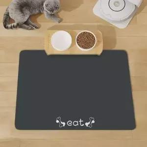 [펫] 규조토 식기매트 90x60cm 뼈다귀 챠콜  강아지식기매트 고양이식기매트