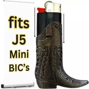 카우보이 부츠 라이터 케이스 J5 및 J6 BIC 카우 보이 홀더 슬리브 선택 가능한 3가지 색상 미포함 그레이