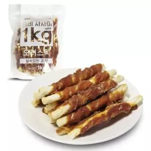 대용량 강아지 간식 육포 사사미 오리스틱 1kg