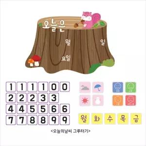오늘의 날씨 그루터기/학습/보드판/벽보/아동/유아/어린이집/학습용/부착