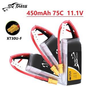TATTU 11.1V Lipo 배터리 450mAh 75C RC FPV 비행기 쿼드콥터 헬리콥터 드론 부품 XT30 플매트 카펫 러그