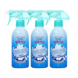 LG생활건강 온더바디 코튼풋 발을씻자 풋샴푸 쿨링 385ml×3개 세정력 발각질완화 발냄새