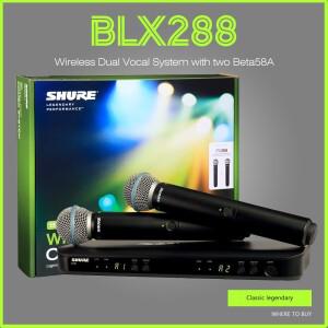 BLX288/BETA58 BLX 듀얼 채널 무선 핸드헬드 보컬 마이크 시스템 (SHURE용 Beta58A 캡슐 2개 포함)