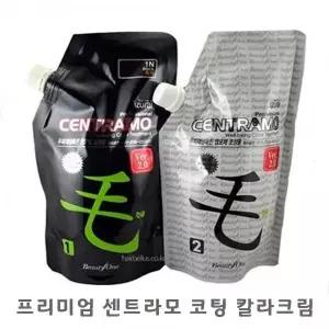 뷰티원 오징어먹물 프리미엄 센트라모 코팅 칼라크림 염색약500g 1제+2제 새치 무향료 저자극
