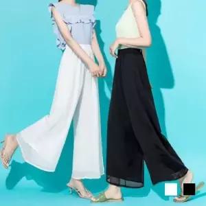 블랙 화이트 와이드팬츠 쉬폰 쿨바지 여름 팬츠 차르르바지 여성 WFO9SJ9