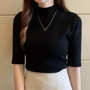 반팔 니트 여성 목폴라티 반폴라 5부