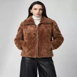 닥스 여성 26FW [LUXURY FUR] 카멜 천연모피 세미 컬리 무스탕 리버시블 자켓 DLCO6D613CM